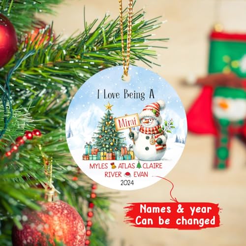 I Love Being A Mimi Snowman Ornament, Personalized Grandmother Christmas 2025, Custom Xmas With Grandkids Name, Gift for Grandma Nana From Grandchild - color: I Love Being a Mimi Ornament