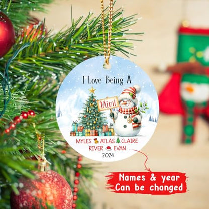 I Love Being A Mimi Snowman Ornament, Personalized Grandmother Christmas 2025, Custom Xmas With Grandkids Name, Gift for Grandma Nana From Grandchild - color: I Love Being a Mimi Ornament