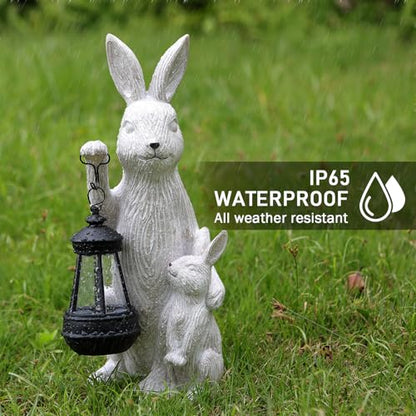 Solar Garden Statues Bunny Decor with LED Lights Home Decorations Outdoor Garden Rabbit Statue for Patio, Balcony, Yard, Lawn Ornament - Unique Housewarming Birthday Gifts for Women - style: White Rabbit