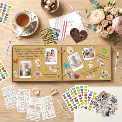 CY2SIDE Grandma Memorial Gifts Photo Album – 110PCS In Loving Memory of Grandma Wooden Scrapbook Kit Sympathy Gift for Loss of Grandmother, Bereavement Grief Album for Mother’s Day & Grieving Family - style: Memorial Grandma