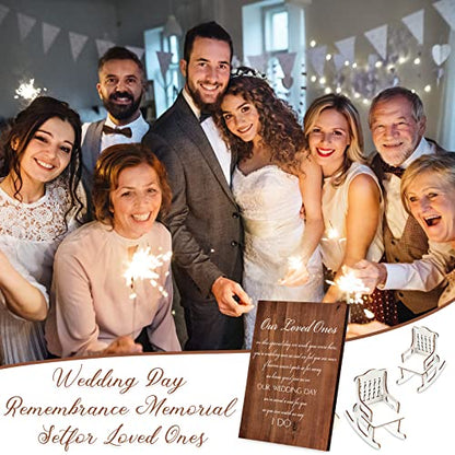 5 Pcs Memorial Table Sign for Wedding Memorial Chair Sign Wooden Wedding Table Plaque with Bracket in Memory of Loved Ones Who Died in Heaven Seat Chair Signage for Sympathy Gifts(Woodgrain Style) - style: Woodgrain Style