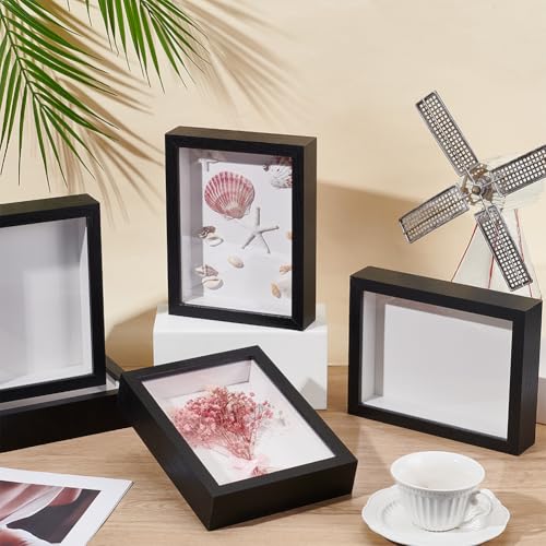8 Pack 6x8 Inch Shadow Box Picture Frame, Shadow Box Frame Bulk | Black Wood Shadow Boxes Display Cases 3D Frames Shadow Box for Wedding Memories Crafts Awards Medals Tickets Photos - color: Black