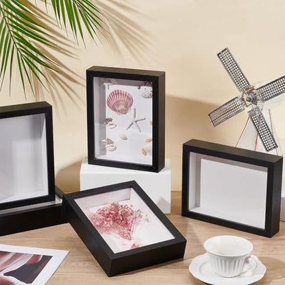8 Pack 6x8 Inch Shadow Box Picture Frame, Shadow Box Frame Bulk | Black Wood Shadow Boxes Display Cases 3D Frames Shadow Box for Wedding Memories Crafts Awards Medals Tickets Photos - color: Black