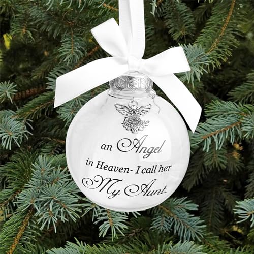 Christmas Memorial Feather Ball Angel Ornament I Have an Angel in Heaven I Call Her Aunt Family Memorial Loss of Loved One Hanging Pendant Xmas Tree Décor - color: Aunt