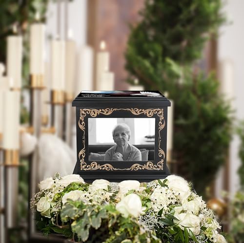 ADMLC Cremation Urns for Human Ashes Adult Up to 200 IBS with Photo Frame | 100% Wooden Handcrafted Memorial Keepsake Urn for Ashes,Funeral Burial Caskets Urn Suitable for Male Female Men Women Dad Mom