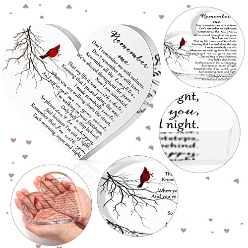 Yookeer Sympathy Gift Acrylic Heart Shape Memorial Bereavement Gifts for Loss of Loved One Red Cardinal Remembrance Condolence Funeral Grief Keepsake for Mom Dad Grandma Friend(Bird Style) - style: Bird Style