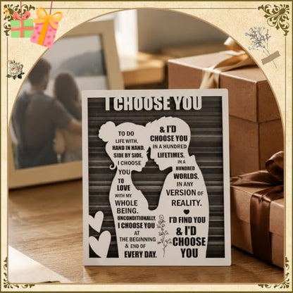 I Choose You Wood Sign Desk,Romantic Valentines Day Gifts for Him Her | Wedding Day Anniversary, Christmas Ideal for Husband Wife Boyfriend Girlfriend Couples & Newlyweds - style: I Choose You