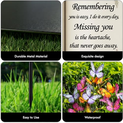 Solar Bible Cross Memorial Stake - Metal Silhouette Religious Grave Decoration for Cemetery - Flat Christian Cross Stake with Butterfly Lights - Cemetery Flower Decor for Grave, Sympathy Gift - style: Bible Cross with Flowers