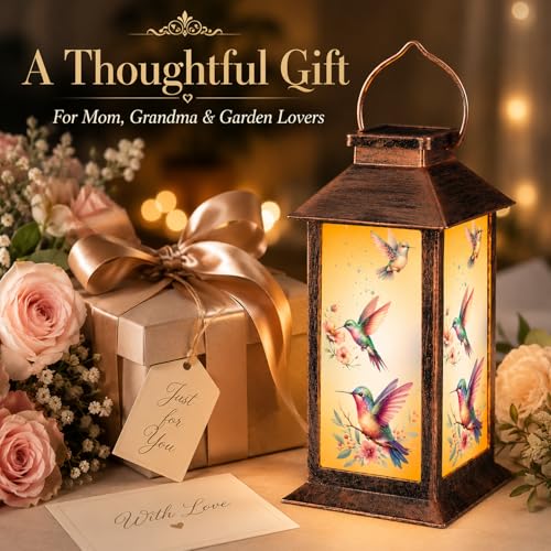 Solar Lanterns Outdoor Waterproof, Hanging Lights Garden Decor | LED Decorative,for Yard, Patio, Lawn, and Porch, Gifts for Women Mom, Grandma(Hummingbird) - style: Three Hummingbirds