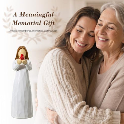 Emibele Angel Red Cardinal Figurine Memorial Gifts for Loss of Loved One | Hand-Painted Resin Sculpted Figure Cardinal, Sympathy Angel Figurines Statues Decor, Light White bereavement Gift - style: Angel Red Cardinal