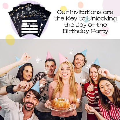 Birthday Invitations - Black Gold Glitter Bday Invites with Envelopes(25-Count) - It's a Surprise Fill-in Invite Cards for Party Supplies Favors Decorations - F06 - style: Shh