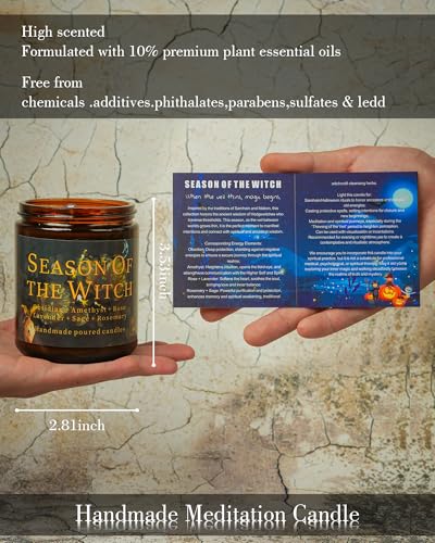 Season of The Witch Candle, Samhain Mabon Pagan Sabbat, Honoring The Craft Spirit Thinning Veil Crystal Intention Ritual Spell Witchy Gift. (Season of The Witch) - style: Season of the witch