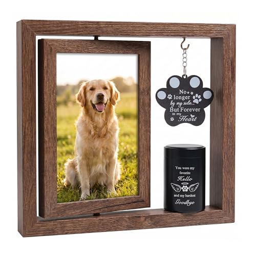 Memorial Gifts for Loss of Pet - Memorial Picture Frame and Small Urn Set - color: Brown