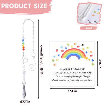 Sisadodo Rainbow Bridge Dog Memorial Gifts for Loss of Dogs Cats Rainbow Bridge Bracelet Keychains Paw Crystal Sun Catcher - color: Card and Crystal Suncatcher