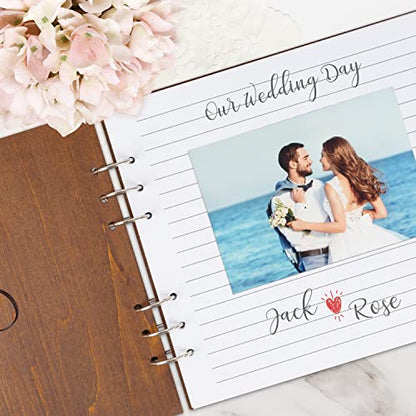 Creawoo Wooden Wedding Guest Book Reception Sign in Guestbook with Table Sign, Pen & Holder, Hardcover Memory Registry Photo Album with 90 White Pages for Wedding, Baby Shower, Birthday-11 x 8.5" - size: 11"