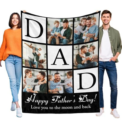 D-Story Custom Blanket Fathers Day Personalized Gifts for Dad Customized Blankets and Throws with Photos Text Fleece Picture Blanket Birthday Gifts from Daughter Son Wife Dad 01 - color: Dad 01
