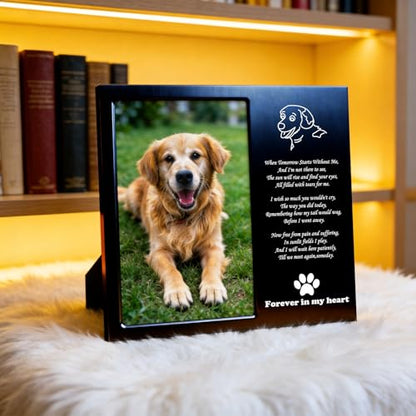 Dog Memorial Picture Frame 4x6, Dog Memorial Gift for loss of Dog (1B) | Angel Rainbow Bridge Prayer Card Included, Premium Aluminum Alloy Material, Packaged in an Elegant Plastic Gift Box - color: Black - Kind Face