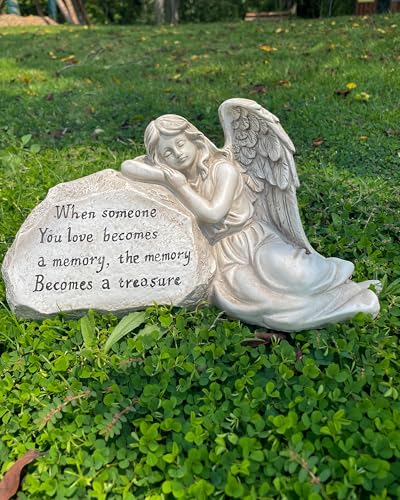 Memorial Garden Angel Stone, Engraved with Heartfelt Message, Sympathy Gift for Loss, Memorial Decor