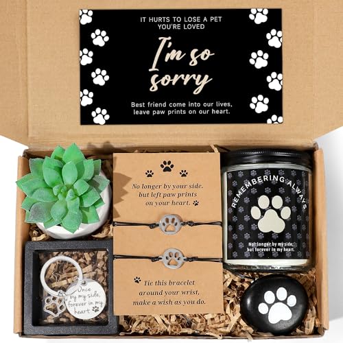 iAOVUEBY Loss of Dog Pet Sympathy Gift, Pet Memorial Gifts for Dogs, Loss of A Dog Sympathy Gift Baskets, Dog Passing Away Gifts, Loss of Pet Gift Box for Dogs Lovers Friends Family