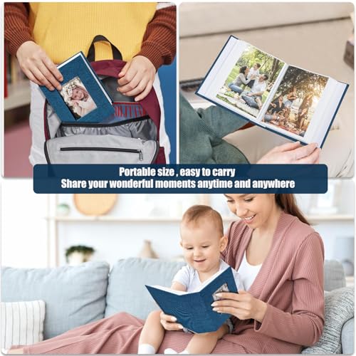 Photo Album 4x6 100 Pockets, Linen Cover Top Loader Vertical, Slip-in Picture Blue Pockets Albums for Wedding, Family, Anniversary, Baby, Vacation - color: Blue, size: 100 Pockets