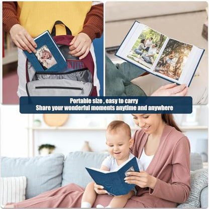 Photo Album 4x6 100 Pockets, Linen Cover Top Loader Vertical, Slip-in Picture Blue Pockets Albums for Wedding, Family, Anniversary, Baby, Vacation - color: Blue, size: 100 Pockets