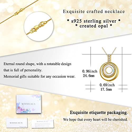 WINNICACA Cremation Jewelry for Ashes Locket Ashes Necklace Urn Necklace for Women Sterling Silver Cremation Necklace for Ashes Fine Keepsake Picture Necklace Memorial Jewelry - style: C01-Circle of Life Urn Necklace(Created Opal)