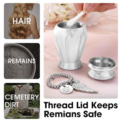 SOITIS Customized Small Urns for Human Ashes Keepsake, 2.83 Inches Urn for Women Men, Customized Aluminum Cremation Urns for Human Ashes-White Keepsake Urn - color: Custom-white