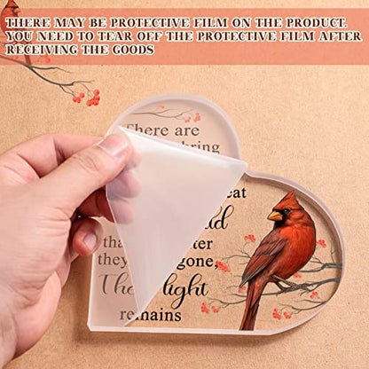 Yulejo Red Cardinal Gifts Catholic Hummingbird Sympathy Memorial Gift for Loss of Loved One Sympathy Acrylic Heart Decor Sign Table Centerpieces Remembrance Decor Christmas Condolence - style: Classic