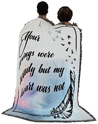 Pure Country Weavers Your Wings were Ready But My Heart was Not Blanket - Sympathy Bereavement Gift Tapestry Throw Woven from Cotton - Made in the USA (72x54) - color: Wings, size: 72" x 54"