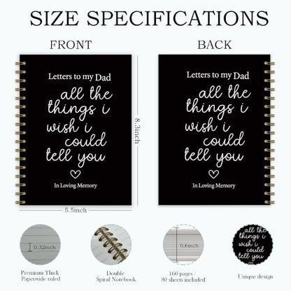 Letters to My Dad Spiral Notebook Journal 5.5x8.3in | Memorial Gifts for Loss of Dad, Grief Journal for Loss of Father, All the Things I Wish I Could Tell You Notebook Journals - color: Letters dad