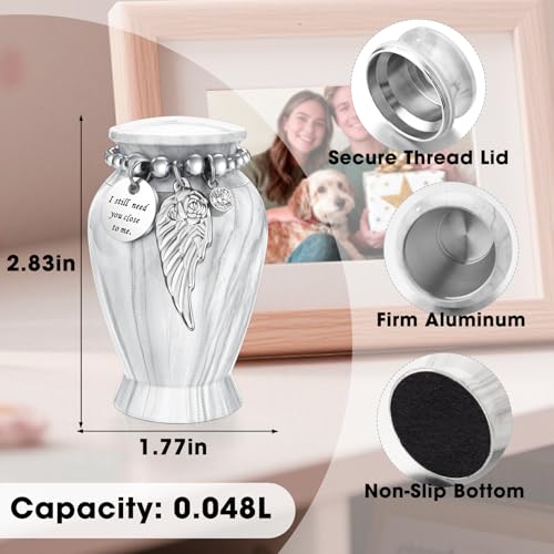 SOITIS Customized Small Urns for Human Ashes Keepsake, 2.83 Inches Urn for Women Men, Customized Aluminum Cremation Urns for Human Ashes-White Keepsake Urn - color: Custom-white