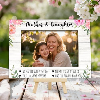 Mom Picture Frame | Flower Mothers Day Photo Frame 4×6, Memorial Picture Frames for Mother's Day Birthday Gifts - color: Pink Flower