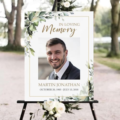 Funeral Welcome Sign Greenery Eucalyptus Celebration of Life Memorial - color: Version #14