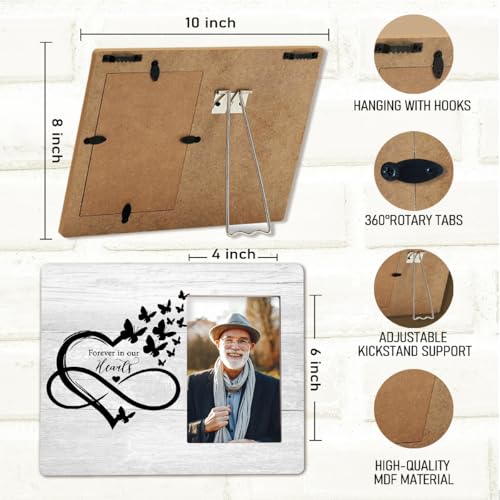 Lacama Memorial Picture Picture Frame 4x6 Sympathy Gifts for Loss Loved One - color: Forever in our Hearts