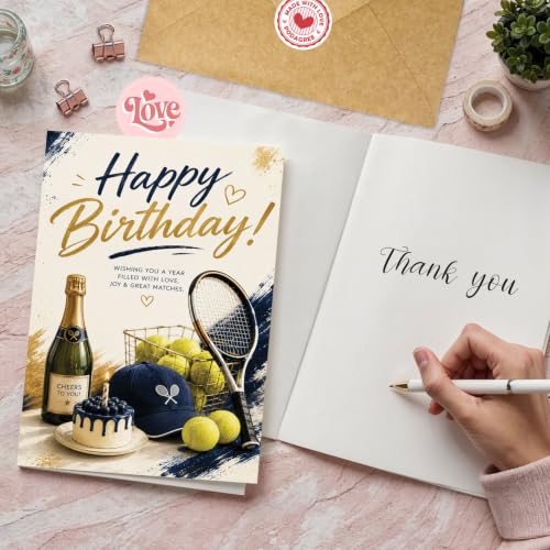 Tennis Birthday Card, Racket Ball Cake Cheers Greeting Gift | Tennis Birthday Card For Tennis Player, Tennis Lover, Sports Fan, Birthday Gift Card, Great Matches Greeting Card With Racket - color: sport5