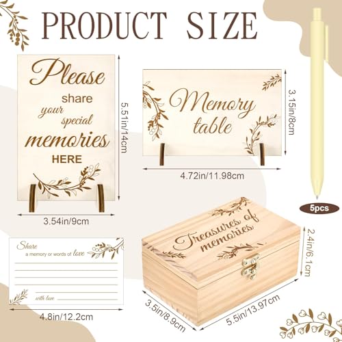 Share a Memory Cards Wooden Box for Celebration of Life Decoration - style: Classic Light Beige Set