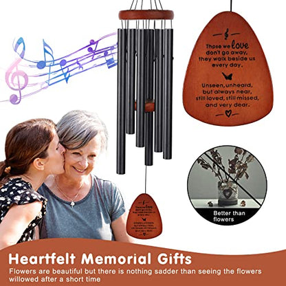 Memorial Wind Chimes, Sympathy Gift for Loss of Loved One, Outdoor Garden | A heartfelt sympathy gift and memorial wind chime with soothing sounds, bringing comfort, peace, and lasting remembrance - size: Black - Teardrop Design