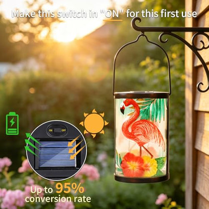 MUMTOP Flamingo Solar Lantern Outdoor Waterproof Hanging Garden Light - color: Pink