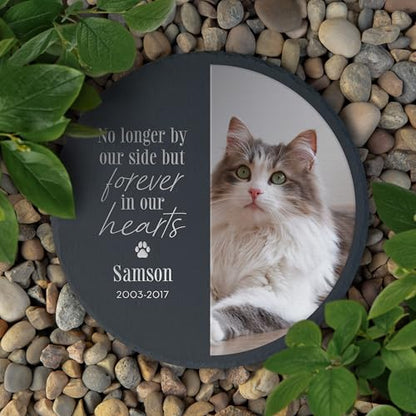 Weddingstar Custom Photo Printed 9 ⅞" Round Black Slate Garden Stone - Pet Remembrance - color: Pet Remembrance