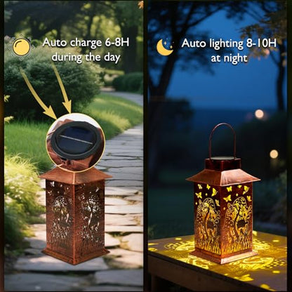 Homemory Gifts for Women, Mushroom Solar Lanterns Outdoor Waterproof | Solar Decoration with Led Glow and Waterproof Metal Design, Ideal for Garden, Yard, Patio, Porch, Birthday Gifts - style: Mushroom Square