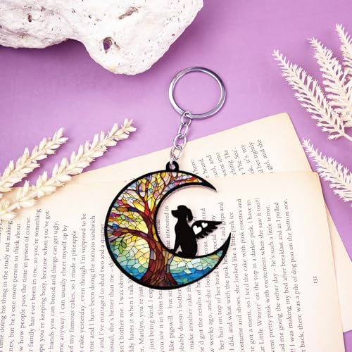 Dog Memorial Keychain Dog Loss Sympathy Gift for Women Men | Suncatcher Keychain Dog Passing Away Gifts for Pet Mom Dad Memorial Keychain Rainbow Bridge Dog Loss Gift