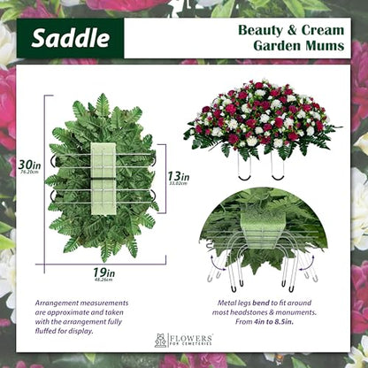 Sympathy Silks Artificial Cemetery Flowers - Grave Headstone Flowers for Mother's Day - Garden Mums Beauty Pink and Cream Saddle