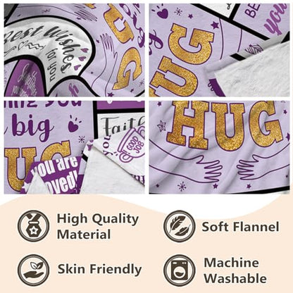Nuowagify Get Well Gifts for Women/Men, Breast Cancer Gifts for Woman, Birthday/Inspirational/Sympathy/Thinking of You Gifts for Women Men Daughter Son Mom Dad，Feel Better Healing Blanket 60x50in