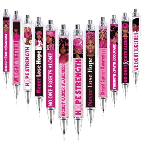 12 PCS Breast Cancer Awareness Ballpoint Pens - color: Breast Health