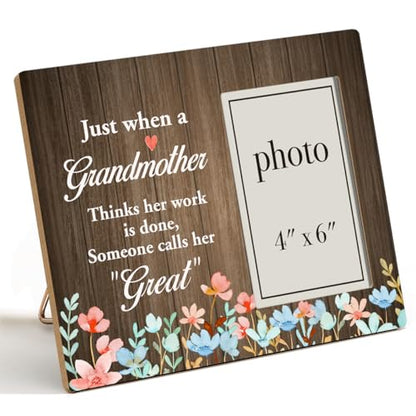 Great Grandmother Gifts, Gifts for Grandma Wood Photo Frame 8X10 | Great Grandmother Picture Frame (Photo 4X6 Inches) - color: Just