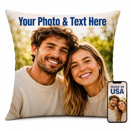 Ships Next Day, Custom Pillow with Picture, Personalized Face Pillow 20x20 | Personalized throw pillows with photos and text, customizable pillow case, customized pillow for your pets and loved ones - size: 20x20