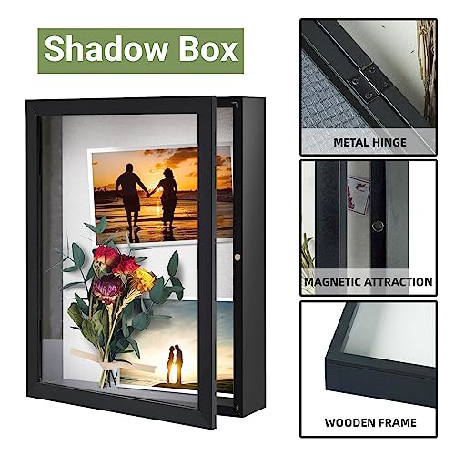 Muzilife 8x10 Shadow Box Wood Picture Frame, 2.16 Deep, Real Glass, Black - color: Black, size: 8x10