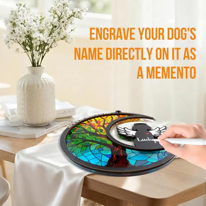 Dog Memorial Suncatcher,Pet Remembrance Gift with Sympathy Card for Loss of Dog,Tree of Life DIY Ornament (Angelic Halo) - color: Angel Halo