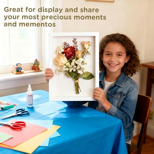 2 Pack Shadow Box Frame 11"x 14" - Wood Deep Shadowbox with Glass - size: 11×14-2pcs-white