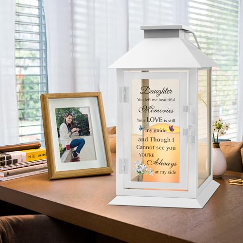 Memorial Lantern for Loss of Daughter - Sympathy Gift with LED Candle - color: Daughter